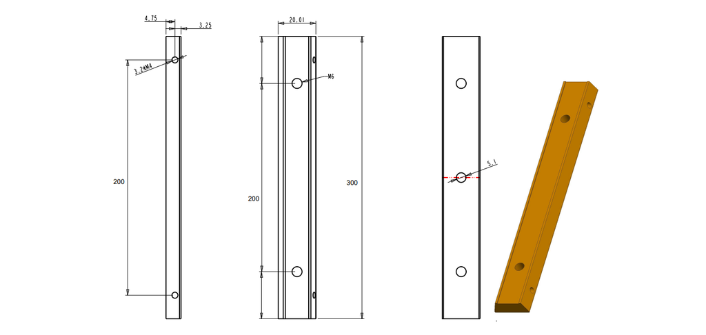 MD 171B Maner - rectangular 300x200mm Black