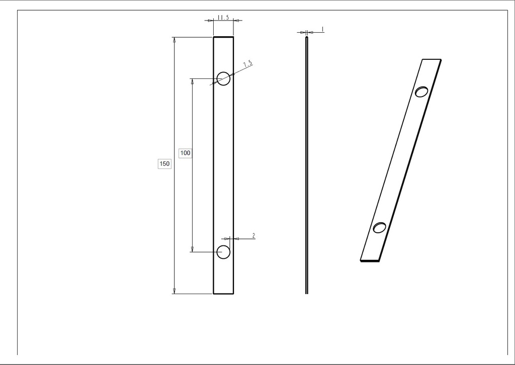 MD 171-150B Maner - rectangular 150mm Black