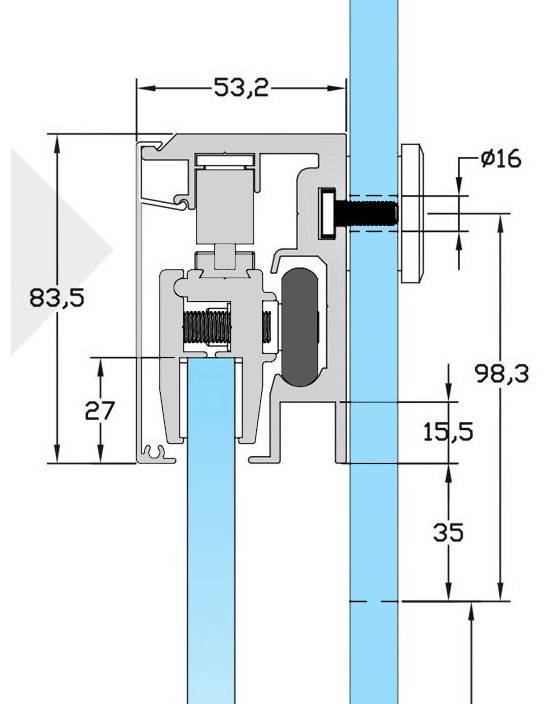 MD 170TR NAT Sina glisare 2m anodizat