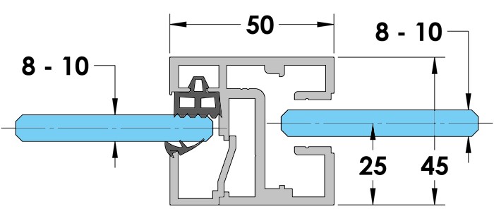 SIRION 5000 - Profil toc cu preluare sticla- 6M - EV1 ANODIZAT
