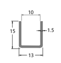 MD 13x15x1.2 - Profil U aluminiu, luciu (3m)