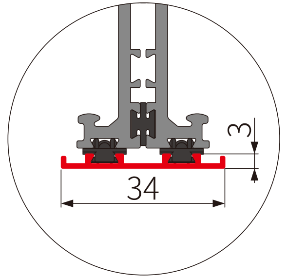 OPK PS Kit șină de rulare A101 cu capace de mijloc incluse Black 6m