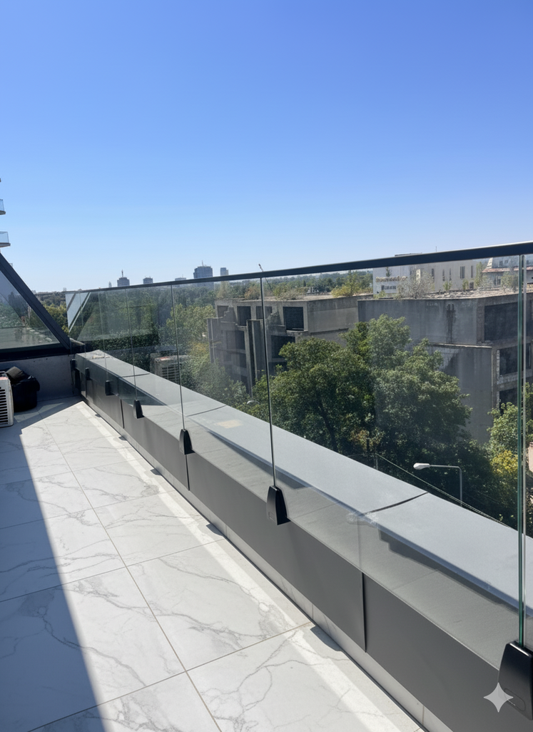 MD 310V Picior sustinere sticla 12-16mm, prindere laterala, din aluminiu, RAL9005