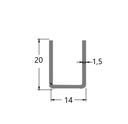 MD 14x20 - Profil U aluminiu 101AL (sticla 8-10mm)