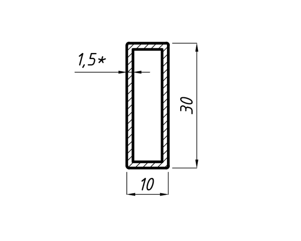 Profil inox 30x10x1.5 / l=3m