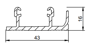 MD 16x43 Sina de glisare inferioara 2 cai Flat, SLIDER NEXT ANTRACIT