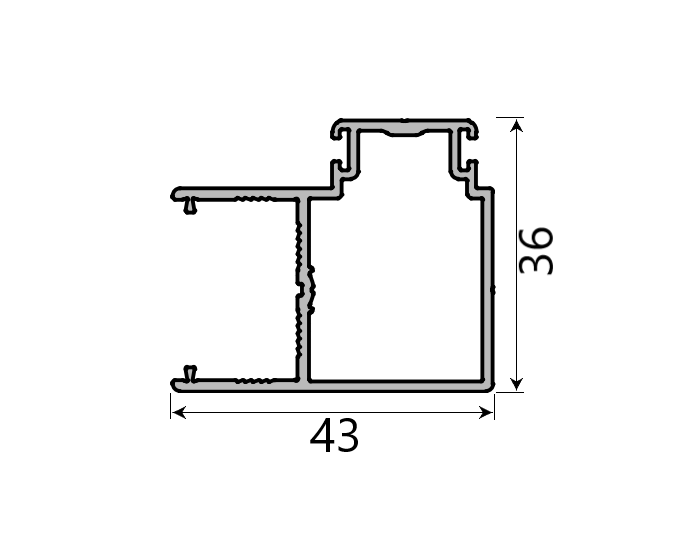 MD 36x43x90° profil cu incuietoare slide master - slide master flat