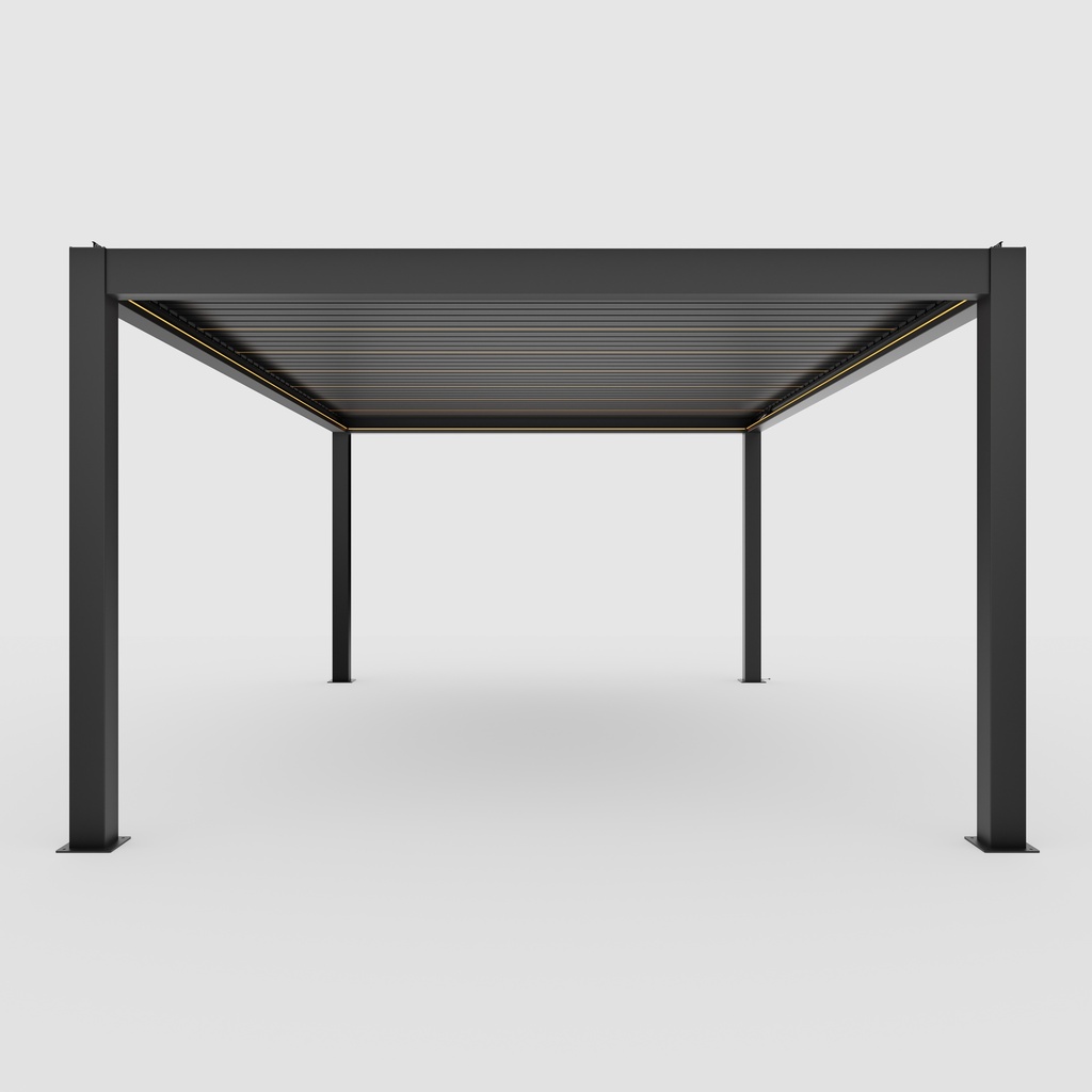 Pergola bioclimatica din aluminiu cu lamele rotative, MD-9700A 4065 x 5060 mm, h3023 RAL7016