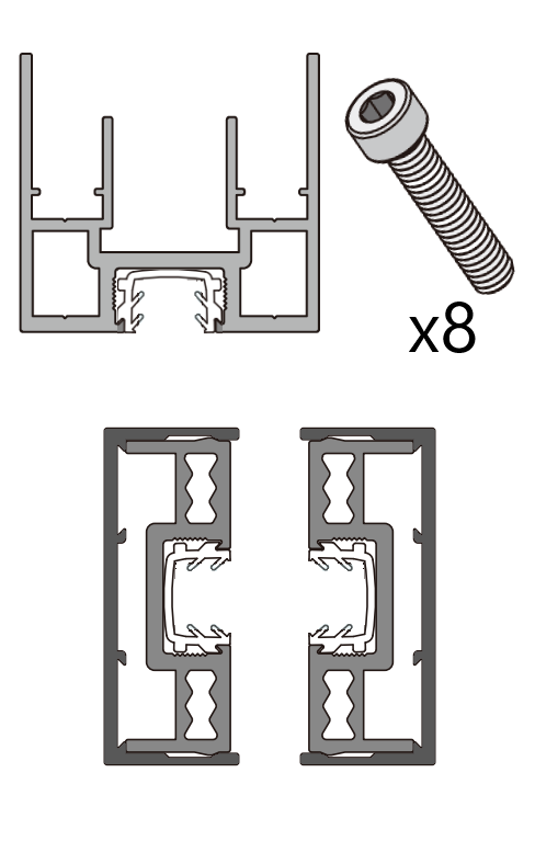 CN122880A OPK PS Set panou pentru o singura usa/ usa cu toc (cu doua capace de capat) cu garnituri si suruburi incluse
