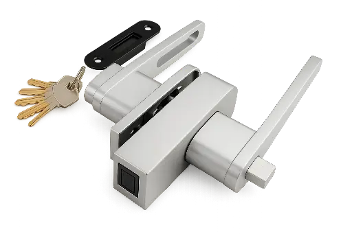 [TC-00003937] MAG/01L A Incuietoare magnetica pentru usa de sticla cu toc (rotunjita maner gol) ANOD