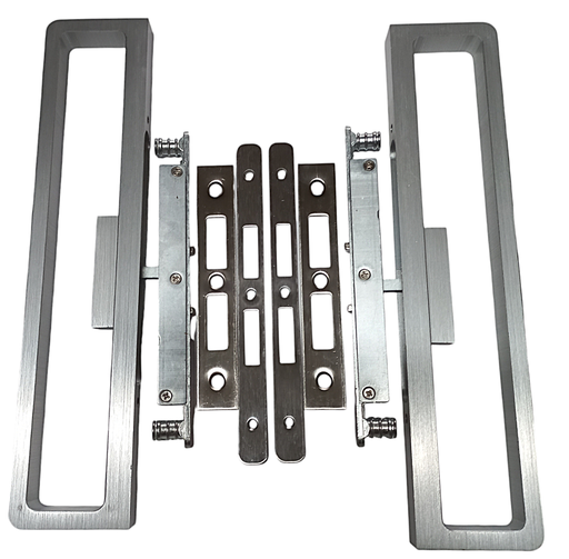 Maner bilateral cu incuietoare pentru usa glisanta cu profil perimetral