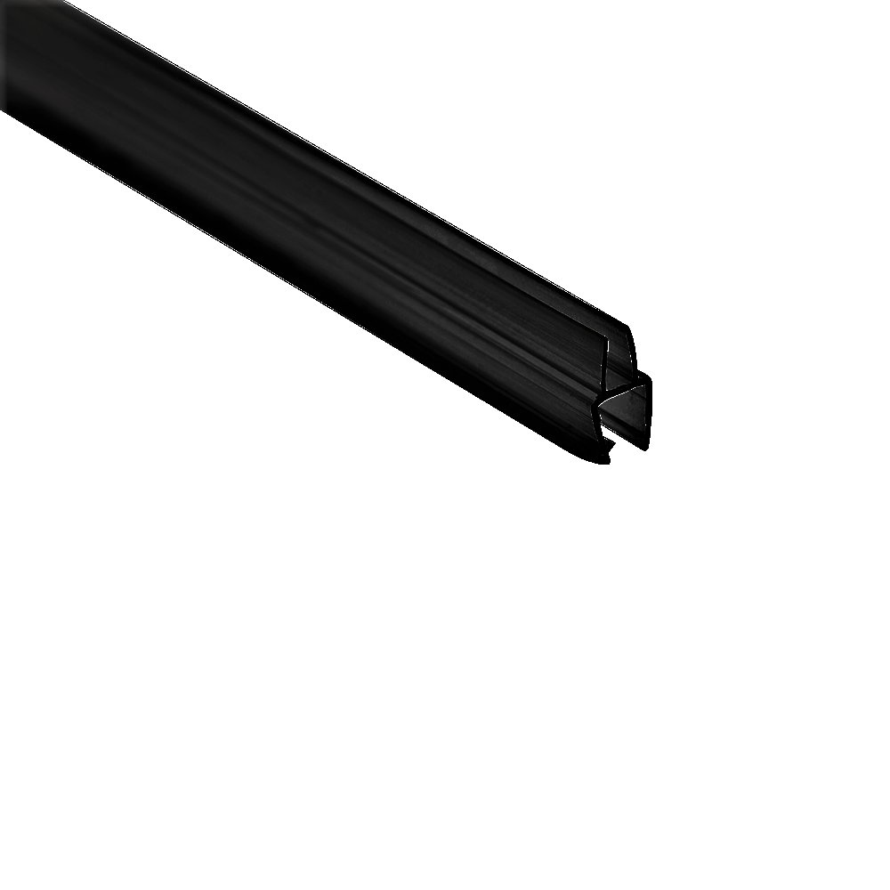 MD 206 B /8mm - PVC Seal WITH LIP DOUBLE AT 90° (GLASS 8mm) h-2500 BLACK