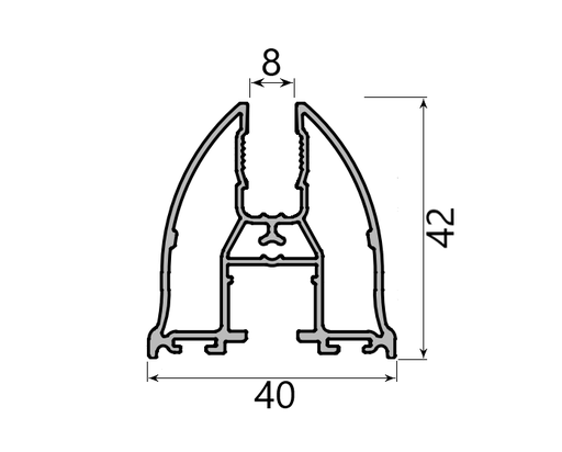 MD 42x40 profil sticla 8mm (sus/jos)  tango